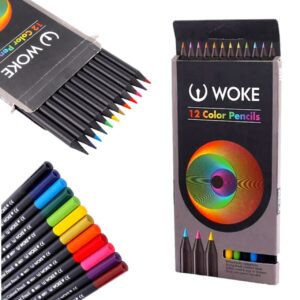 مداد رنگی ووک (12-9501) 12رنگ ذغالی WOKE - کد 5210