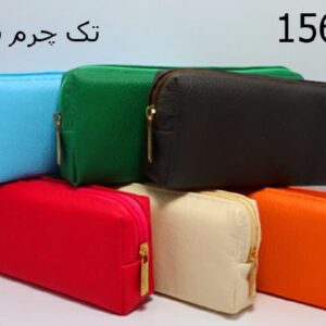 جامدادی 3861 تک زیپ چرم تک رنگ بزرگ