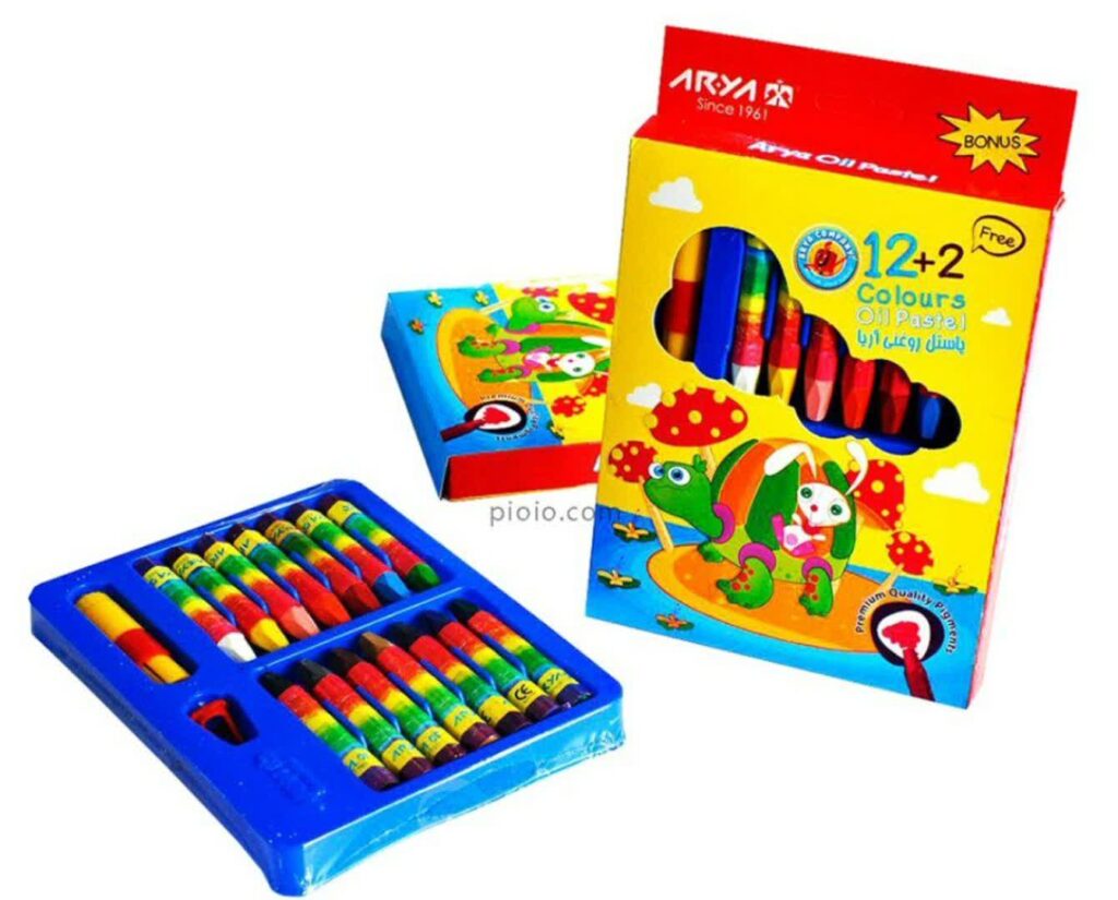 پاستل 2+12 رنگ مقوایی آریا