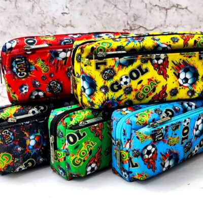 جامدادی استندی طرح توپ فوتبال 3 زیپ جیب برجسته