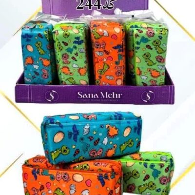 جامدادی دایناسور 2زیپ جیب برجسته استندی