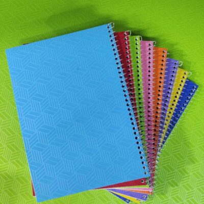 دفتر 50 برگ زبان دو خط پ پ با جلد طلقی رنگی