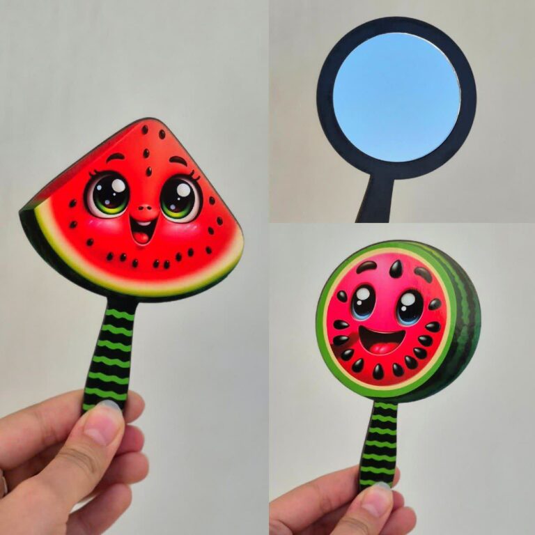 آینه هندونه چوبی دسته دار