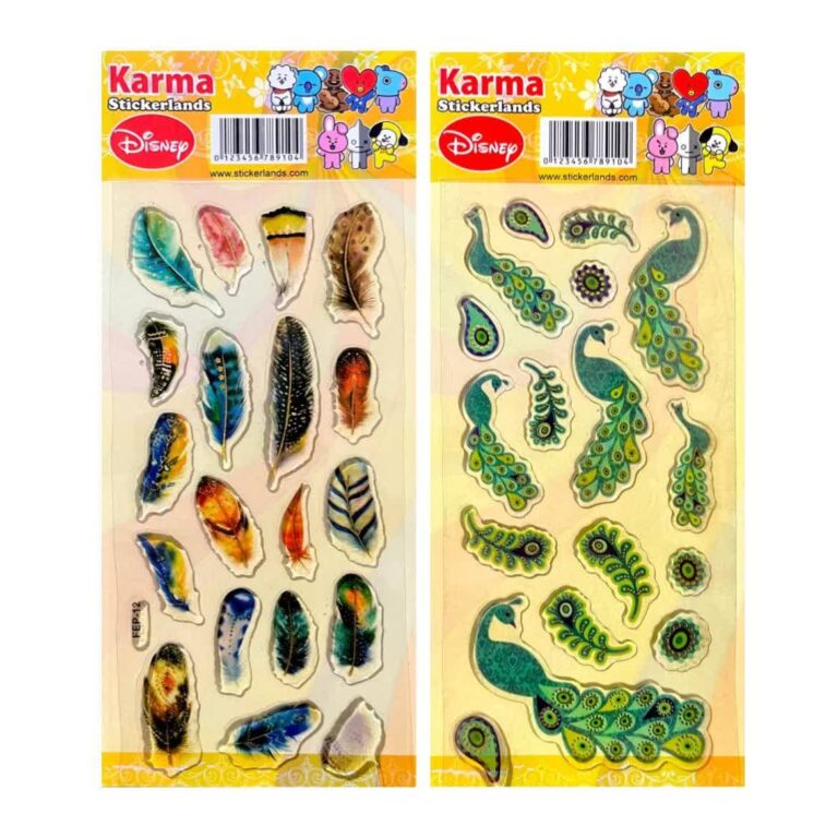 برچسب شیشه ای پر و طاووس