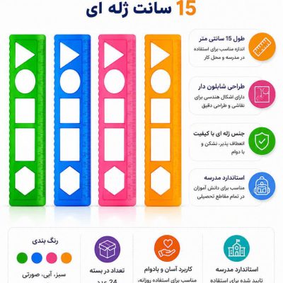 خط کش کلاس اولی ها 15 سانت شابلون دار ژله ای