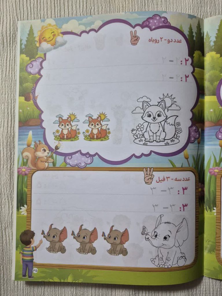 کتاب رحلی اموزش اعداد و الفبای فارسی