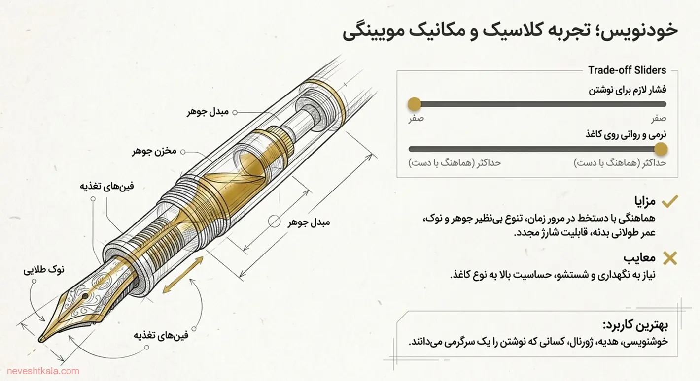 نوک خودنویس و تجربه‌ی نوشتن با آن
