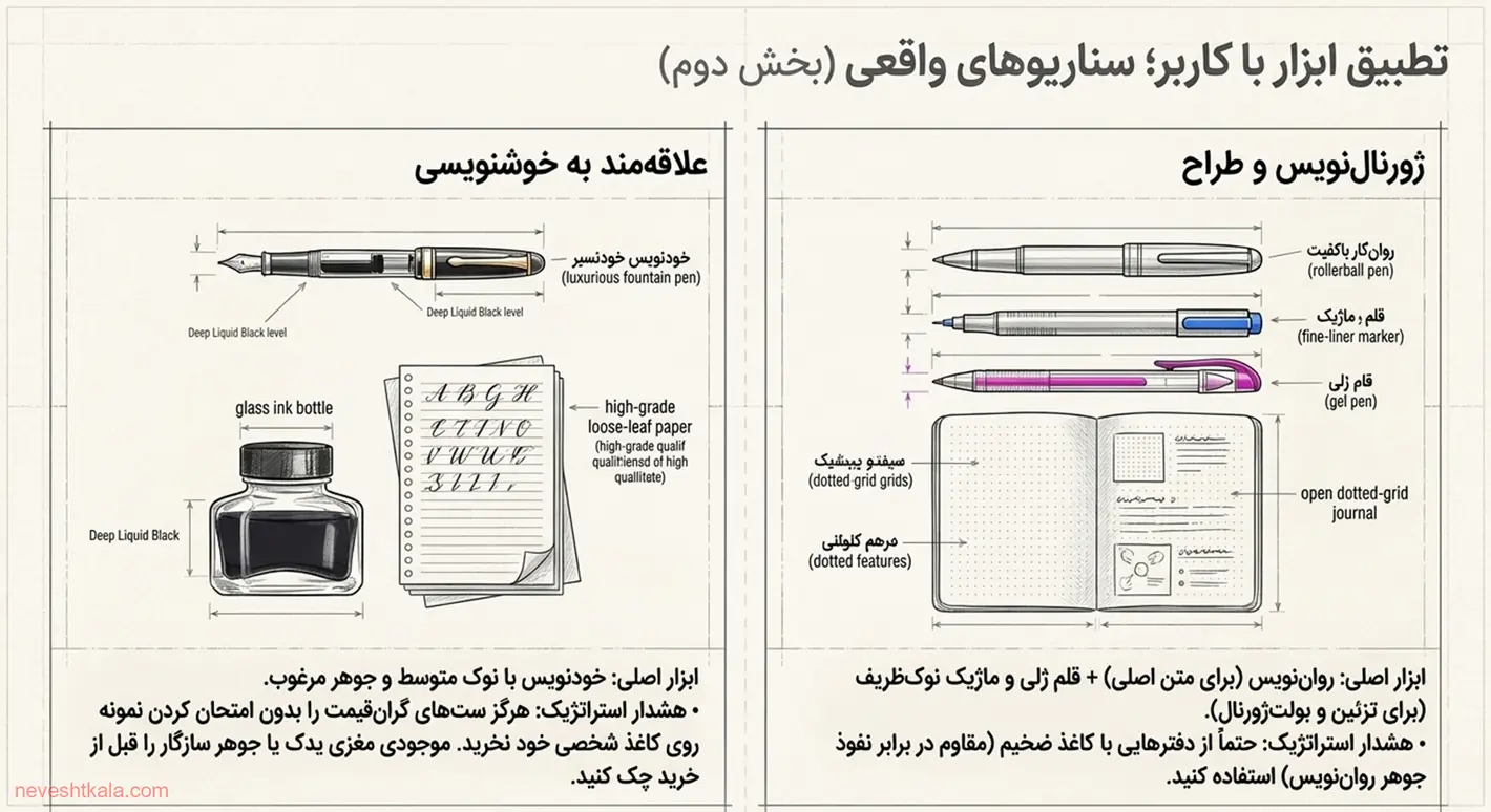 انتخاب قلم مناسب برای طراحان، ژورنال‌نویس‌ها و خوش‌نویسان