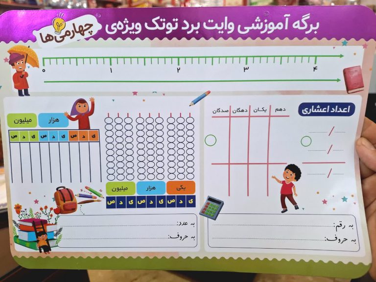 برگه آموزشی وایت بردی چهارم دبستان