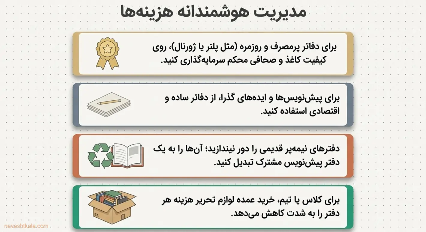 راهنمای مدیریت هوشمندانه‌ی هزینه‌ی خرید لوازم تحریر و دفتر